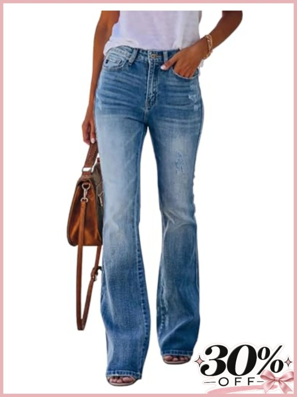 High Waisted Flare Bell Bottom Jeans Stretch Denim Wide Leg Bootcut Pants